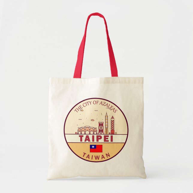 Taipei Taiwan City Skyline Emblem Tote Bag (Front)