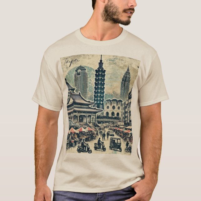 Taipei Taiwan Distressed Grunge T-Shirt (Front)