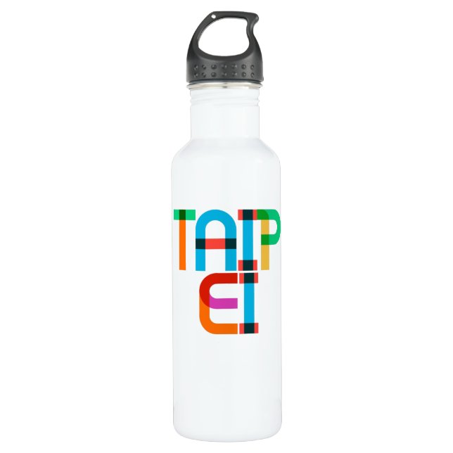 Taipei Taiwan Pop Art Letters Stainless Steel Water Bottle (Front)