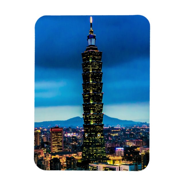 Taipei, Taiwan Skyline at Night Magnet (Vertical)