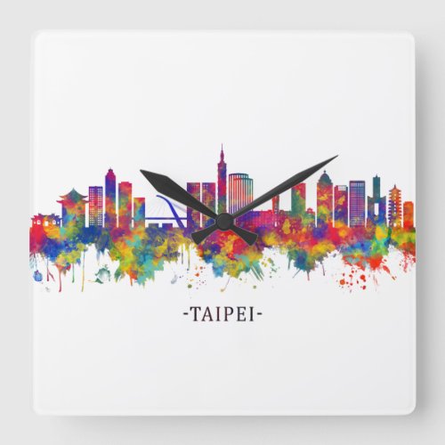 Taipei Taiwan Skyline Square Wall Clock
