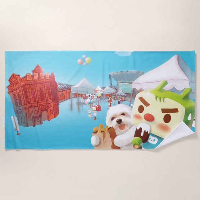 Taipei Ximen Red House: Iron T. & Smile Pup Beach Towel (Front)