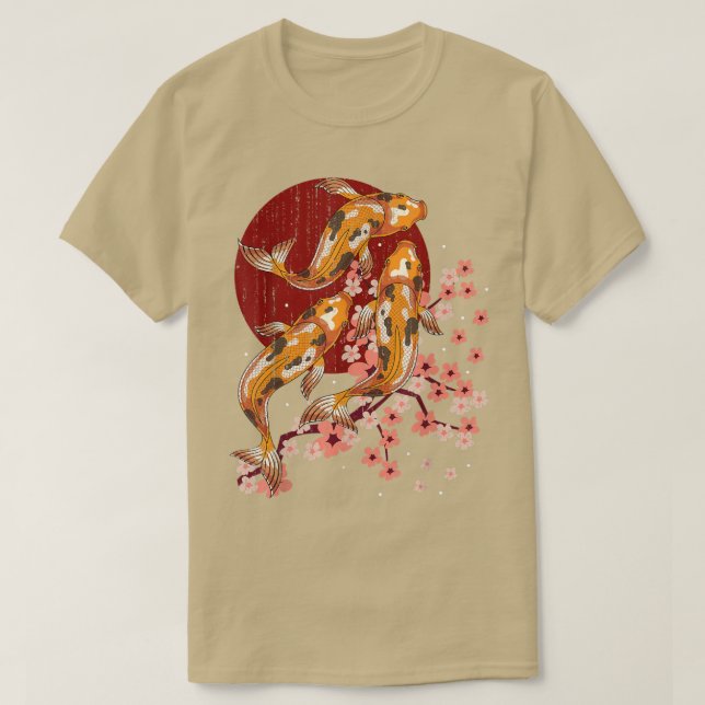 Taisho Sanke Fish Lover Cherry Blossom Japan Sakur T-Shirt (Design Front)