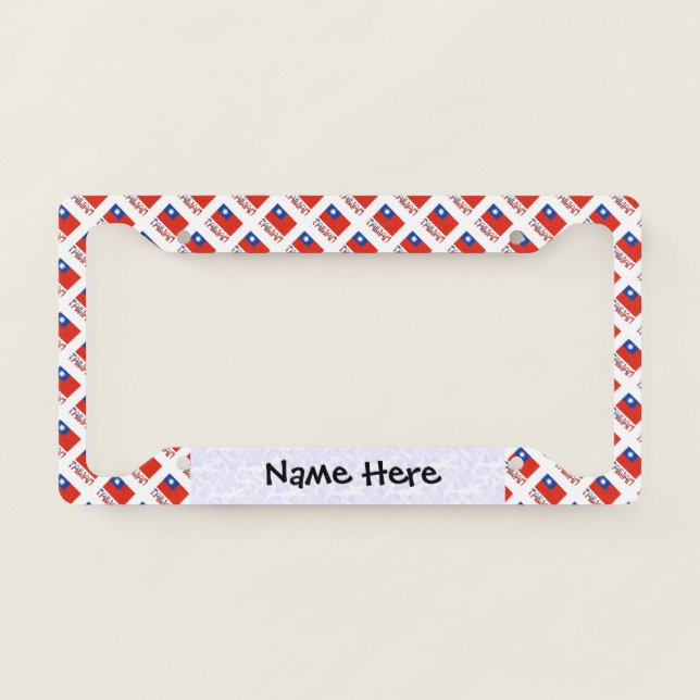 Taiwan and Taiwanese Flag Tiled Personalized  License Plate Frame (Front)