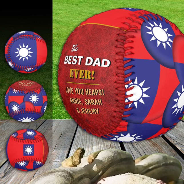 Taiwan Best Dad, patriotic, Taiwanese Flag Baseball (Creator Uploaded)