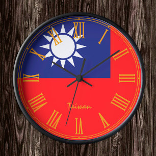 Taiwan Clock, Modern house design, Taiwanese Flag Round Clock