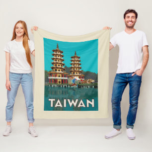 Taiwan   Dragon And Tiger Pagodas Fleece Blanket