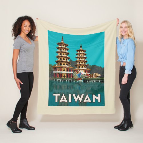 Taiwan  Dragon And Tiger Pagodas Fleece Blanket