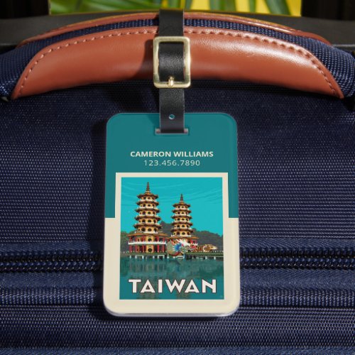 Taiwan  Dragon And Tiger Pagodas Luggage Tag