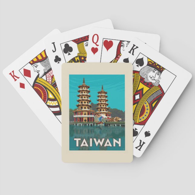 Taiwan | Dragon And Tiger Pagodas Poker Cards (Back)