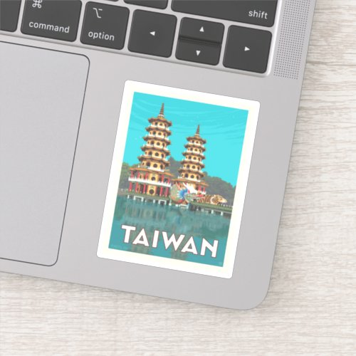 Taiwan  Dragon And Tiger Pagodas Sticker