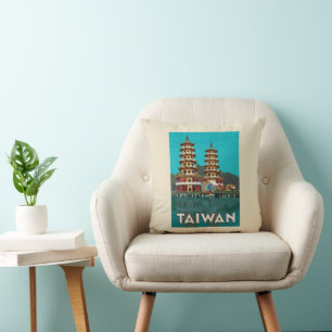 Taiwan Dragon And Tiger Pagodas Throw Pillow
