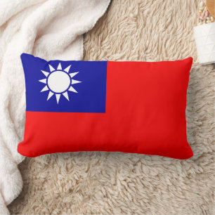 Taiwan Flag 台灣國旗 Republic of China, Táiwān Guóqí Lumbar Pillow