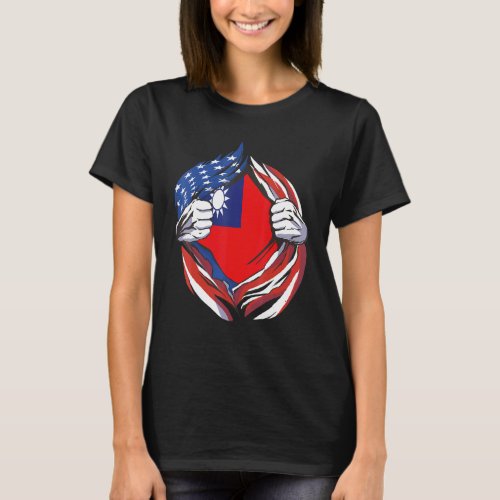 Taiwan Flag American Proud Of My Taiwanese Heritag T_Shirt