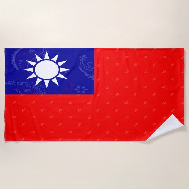 Taiwan Flag Beach Towel (Front)
