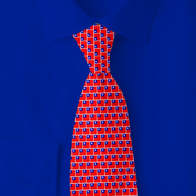 Taiwan Flag Brick Pattern Neck Tie (Creator Uploaded)
