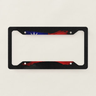 Taiwan flag brush stroke, national flag license plate frame