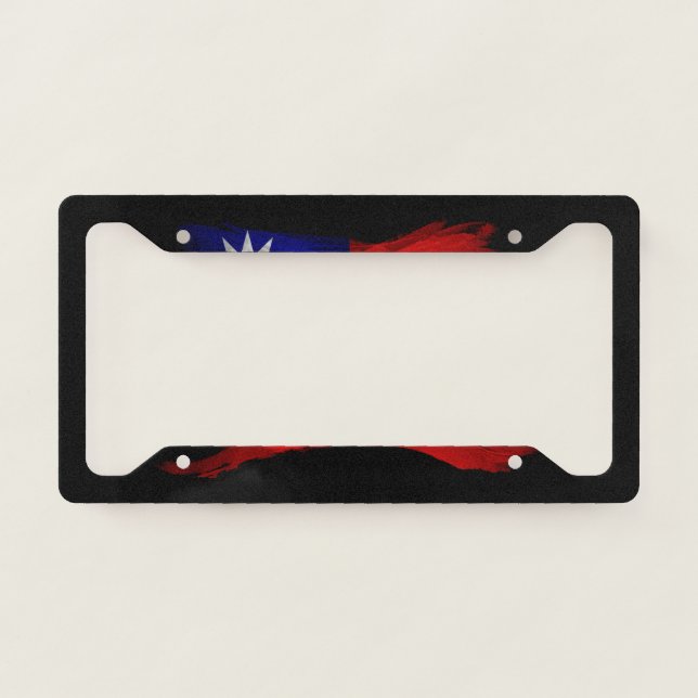 Taiwan flag brush stroke, national flag license plate frame (Front)
