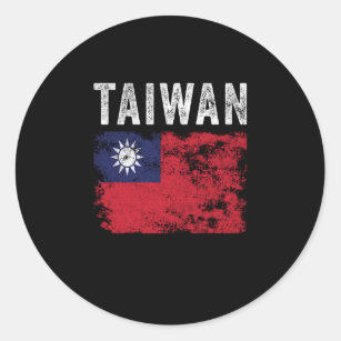 Taiwan Flag Distressed - Taiwanese Flag Classic Round Sticker