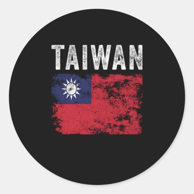 Taiwan Flag Distressed - Taiwanese Flag Classic Round Sticker (Front)