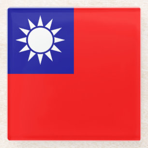Taiwan Flag Glass Coaster