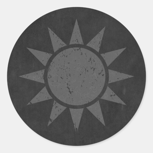 Taiwan Flag "Gray Vintage" Classic Round Sticker (Front)