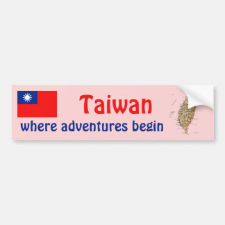 Taiwan Flag + Map Bumper Sticker