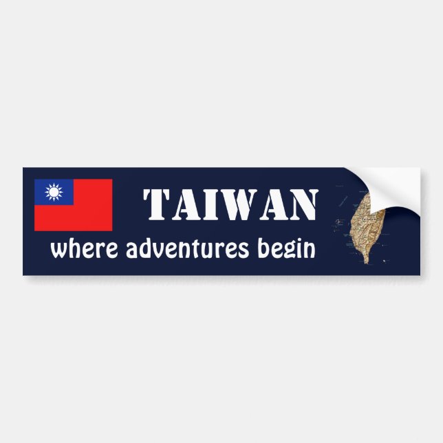 Taiwan Flag + Map Bumper Sticker (Front)