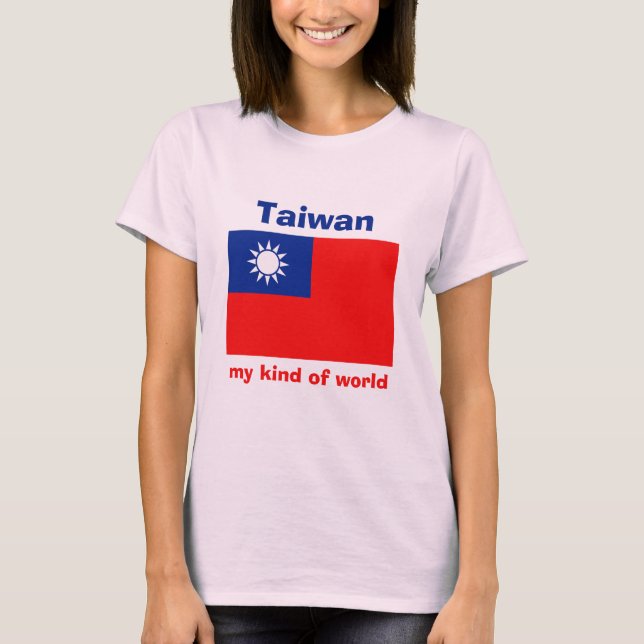 Taiwan Flag + Map + Text T-Shirt (Front)