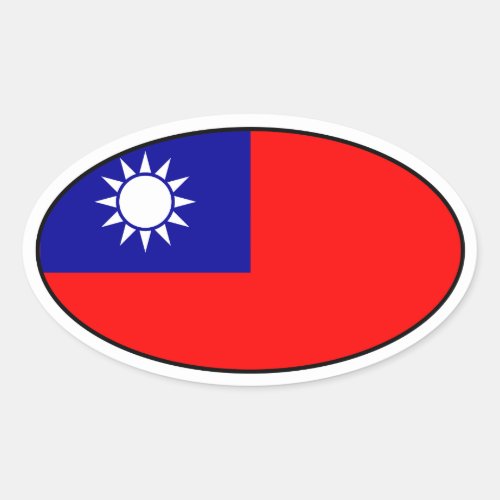 Taiwan Flag Oval Sticker
