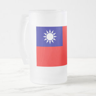 Taiwan Flag: Republic of China, Chinese Taipei Frosted Glass Beer Mug