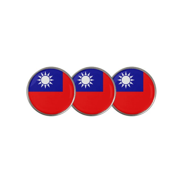 Taiwan Flag: Republic of China, Chinese Taipei Golf Ball Marker (3 Up)