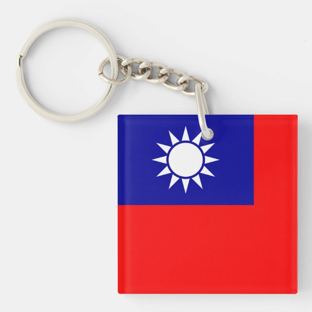 Taiwan Flag: Republic of China, Chinese Taipei Keychain (Front)