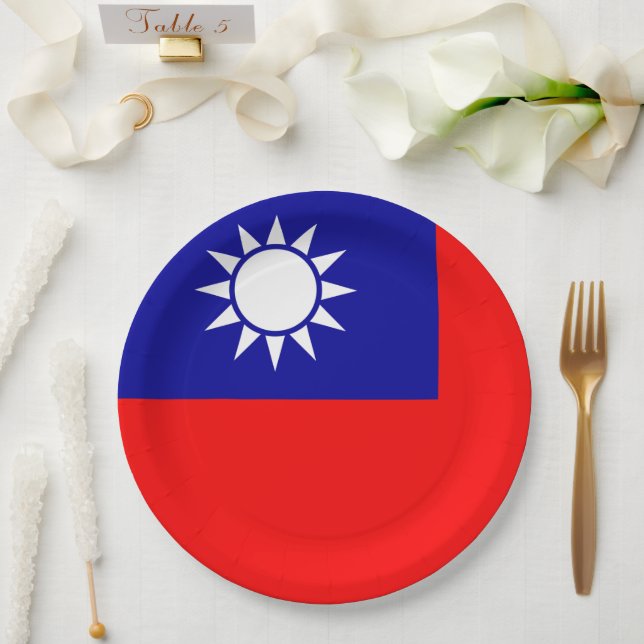 Taiwan Flag: Republic of China, Chinese Taipei Paper Plates (Wedding)