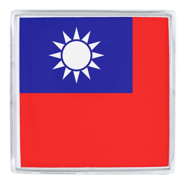 Taiwan Flag: Republic of China, Chinese Taipei Silver Finish Lapel Pin (Front)