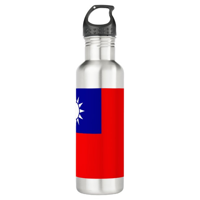 Taiwan Flag: Republic of China, Chinese Taipei Stainless Steel Water Bottle (Front)