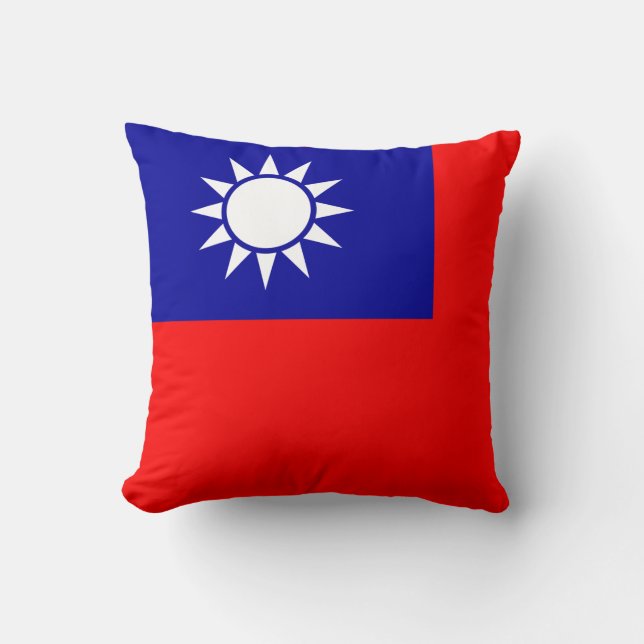 Taiwan Flag: Republic of China, Chinese Taipei Throw Pillow (Front)