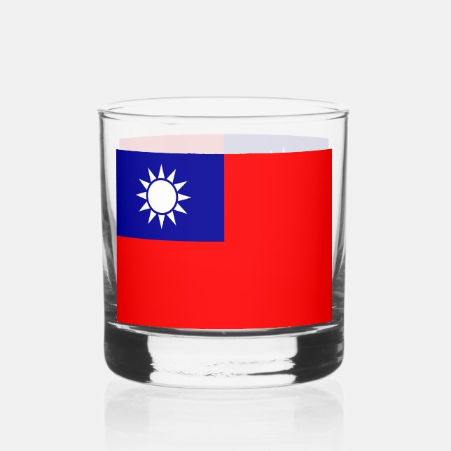 Taiwan Flag: Republic of China, Chinese Taipei Whiskey Glass (Front)