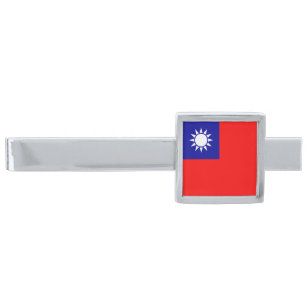 Taiwan Flag Silver Finish Tie Bar