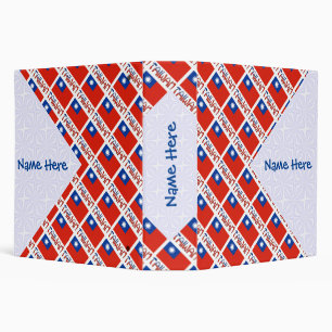 Taiwan Flag Tiled Personalized Ancestry 3 Ring Binder