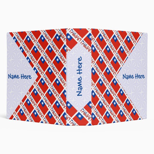 Taiwan Flag Tiled Personalized Ancestry 3 Ring Binder (Background)