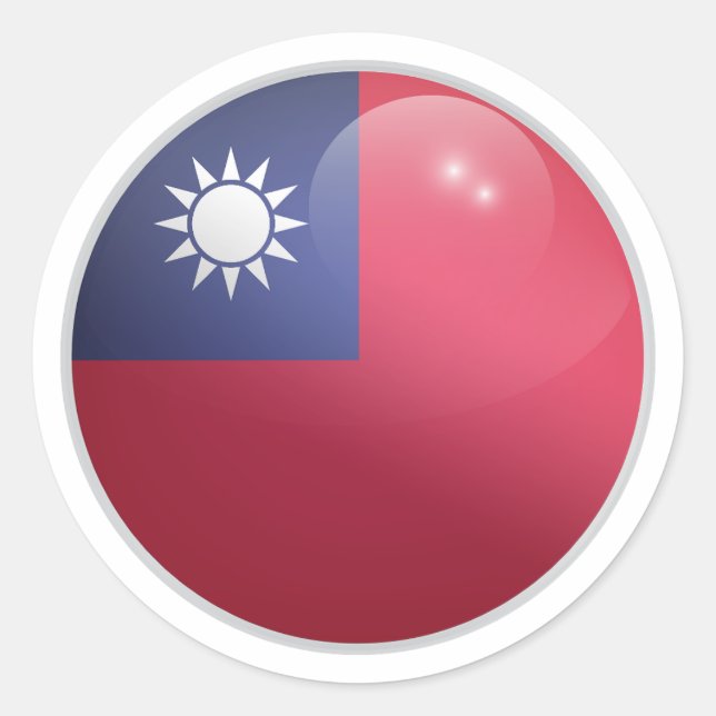 Taiwan Glossy Circle Flag Classic Round Sticker (Front)
