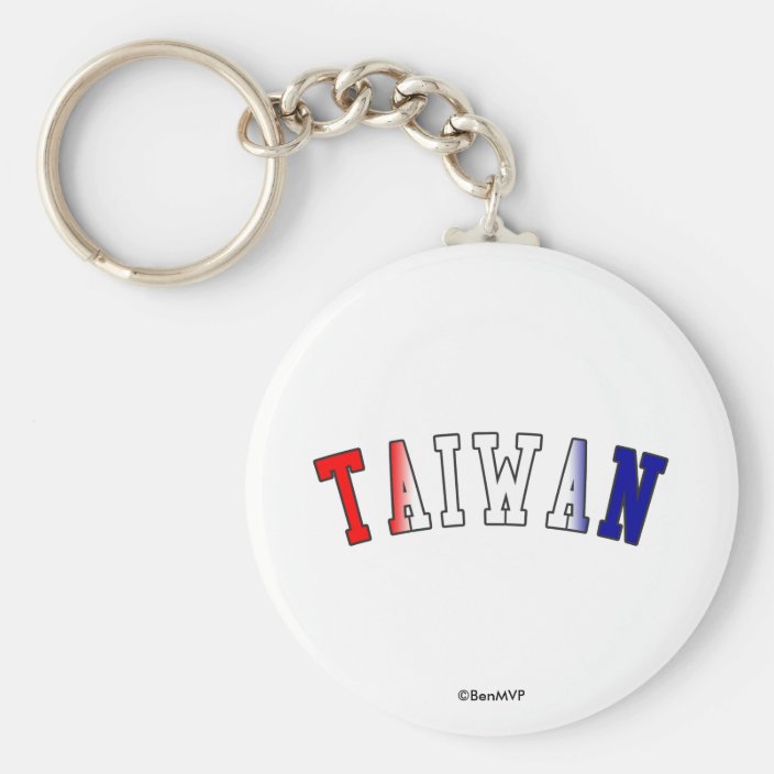 Taiwan in National Flag Colors Keychain