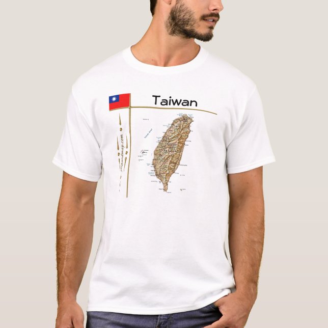 Taiwan Map + Flag + Title T-Shirt (Front)