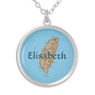 Taiwan Map + Name Necklace