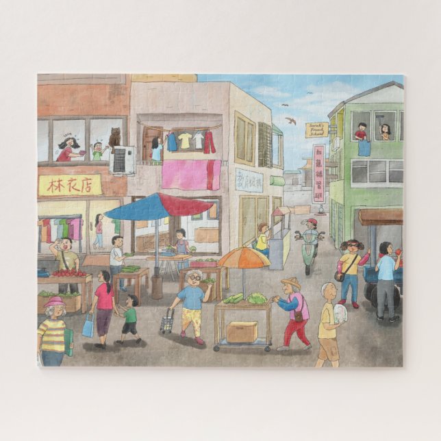 Taiwan Morning Market Illustration Jigsaw Puzzle (Horizontal)