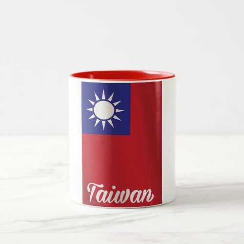 Taiwan National Flag Travel poster Two_Tone Coffee Mug