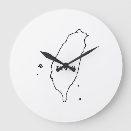 Taiwan Outline Map Large Clock