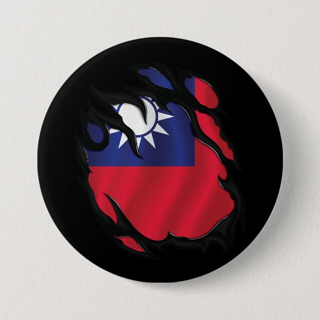 Taiwan Ripped Flag Button (Front)
