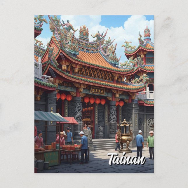 Taiwan Tainan Temple Travel Postcard (Front)